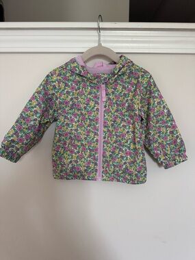 NWOT Cat & Jack Floral Hooded Zip Rain Jacket - Pink & Green